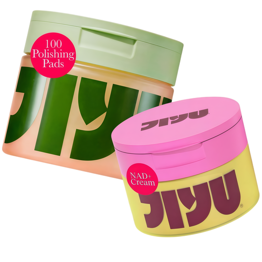 JIYU Korean Skincare Bundle – NAD+ Hydrating Face Moisturizer (50 ml) + Toning Toner Pads (100 Count) – Brightening & Hydrating Daily Skincare Routine for All Skin Types