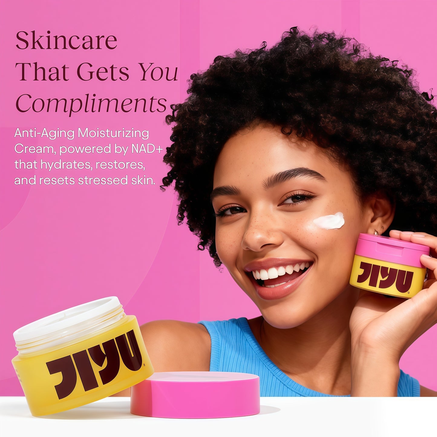 JIYU Korean Skincare Bundle – NAD+ Hydrating Face Moisturizer (50 ml) + Toning Toner Pads (100 Count) – Brightening & Hydrating Daily Skincare Routine for All Skin Types